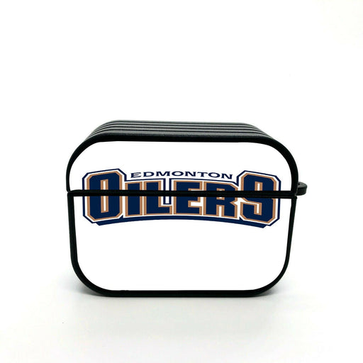 edmonton oilers white logo airpod case