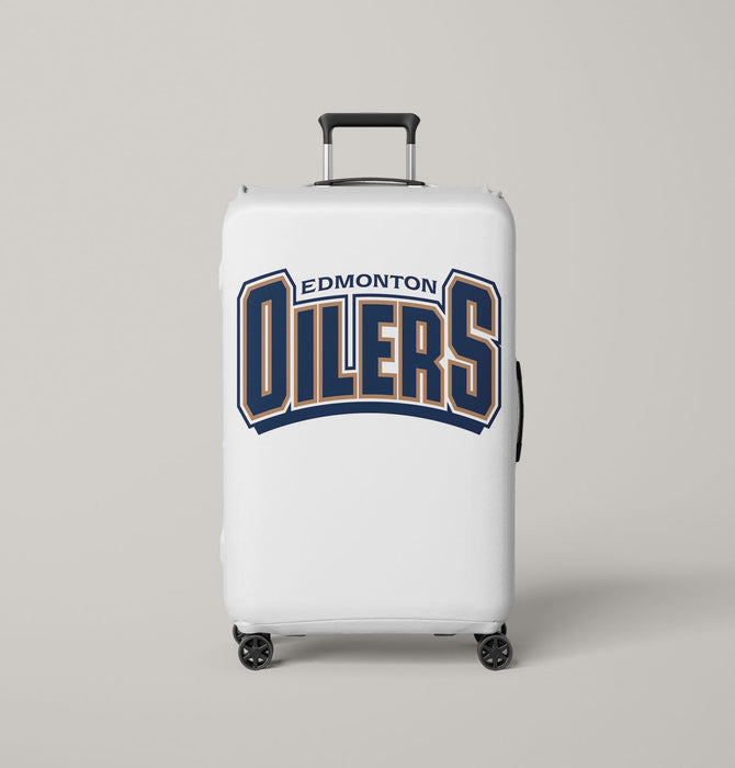 edmonton oilers white logo Luggage Covers | Suitcase