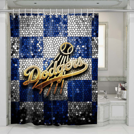 los angeles dodgers glitter logo shower curtains