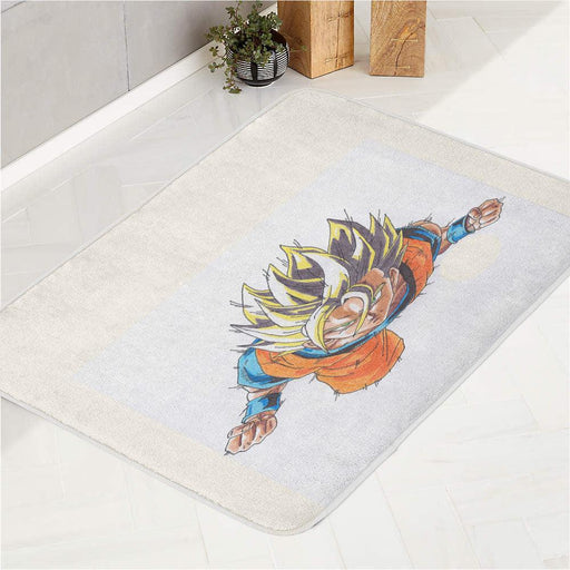 faded water color dragon ball goku bath rugs