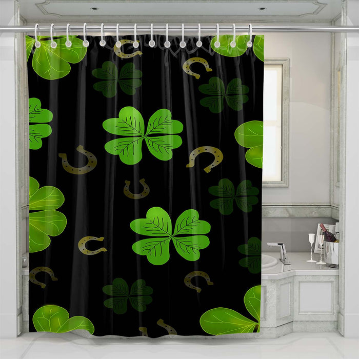 lucky clover horseshoe pattern shower curtains