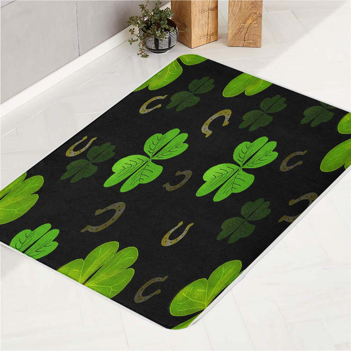 lucky clover horseshoe pattern bath rugs