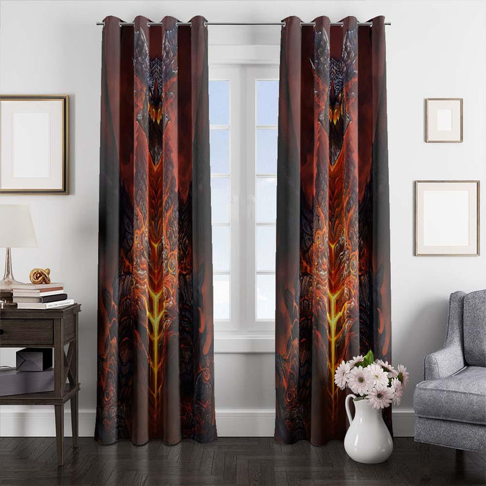 dragon digital art window curtains