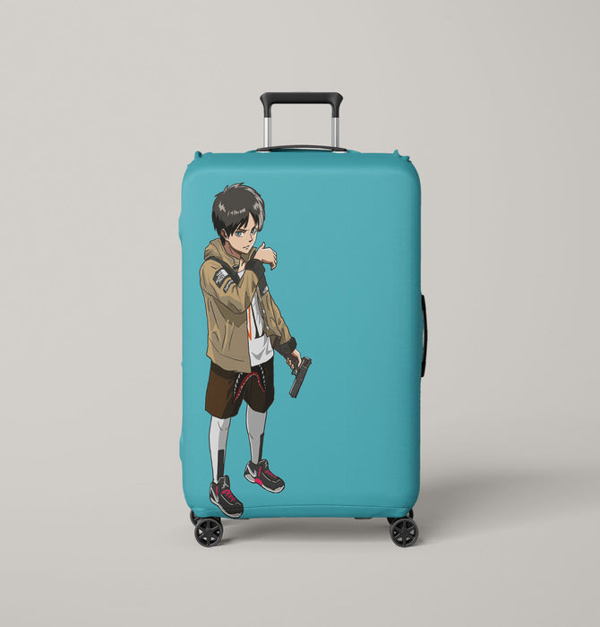 eren hypebeast with handgun Luggage Covers | Suitcase