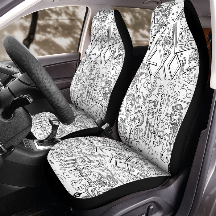 exo doodle member baekhyun chanyeol sehun Car Seat Covers