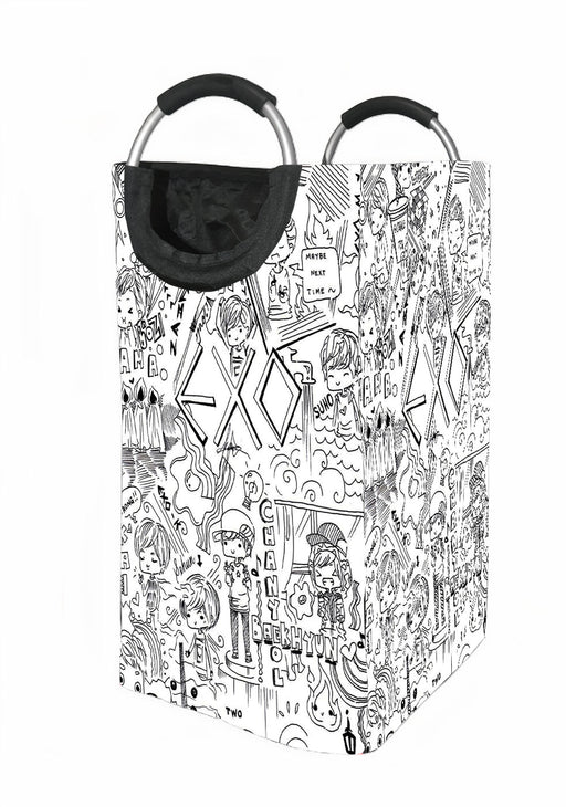 exo doodle member baekhyun chanyeol sehun Laundry Hamper | Laundry Basket