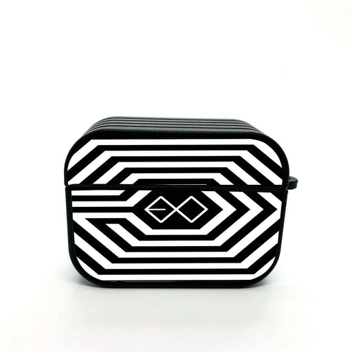 exo hexagon black and white logo airpods case