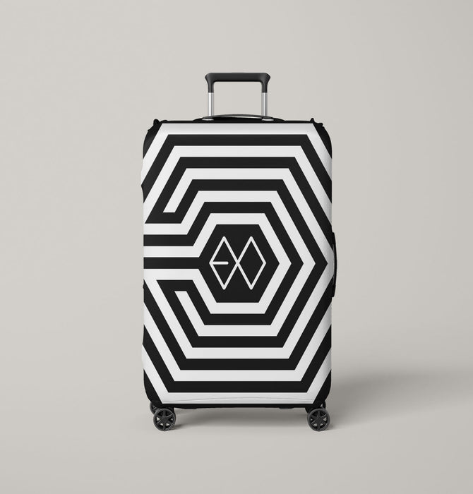 exo hexagon black and white logo Luggage Cover | suitcase