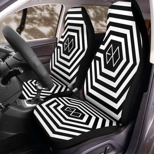 exo hexagon black and white logo Car Seat Covers