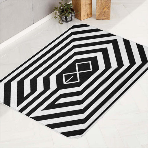 exo hexagon black and white logo bath rugs