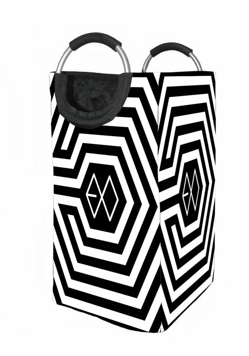 exo hexagon black and white logo Laundry Hamper | Laundry Basket