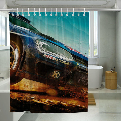 extreme circuit of racing car shower curtains