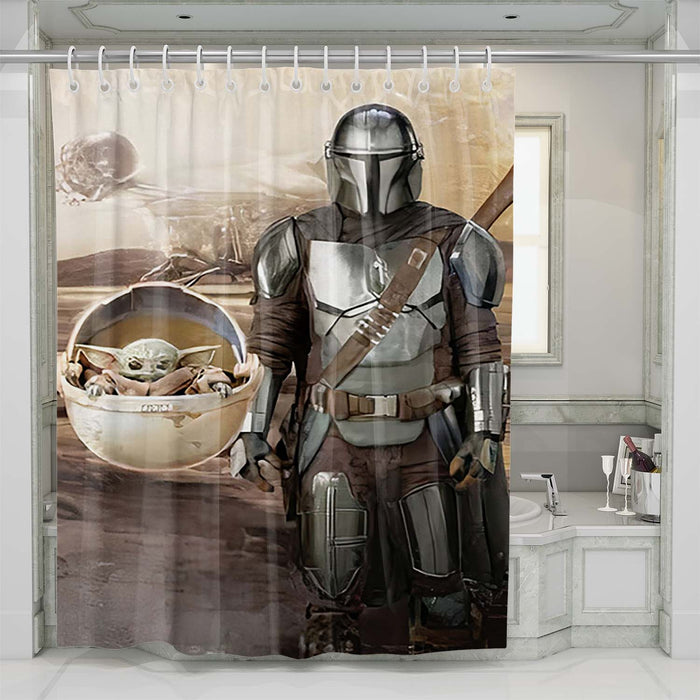 mandalorian baby yoda shower curtains