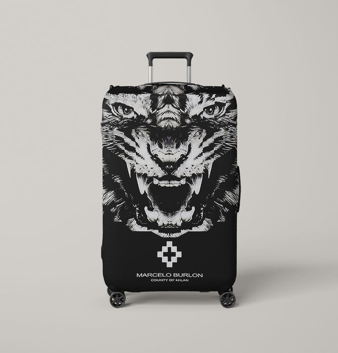 marcelo burlon white lion Luggage Cover | suitcase