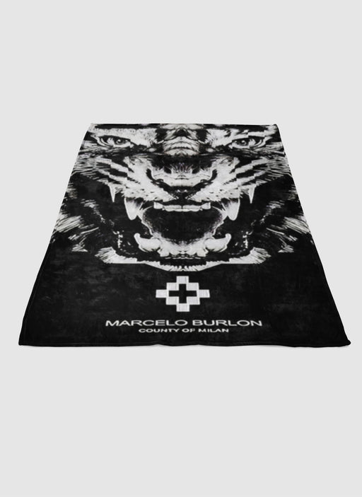 marcelo burlon white lion soft fleece blanket