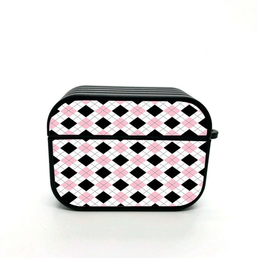 fabric pattern black and pink airpods case