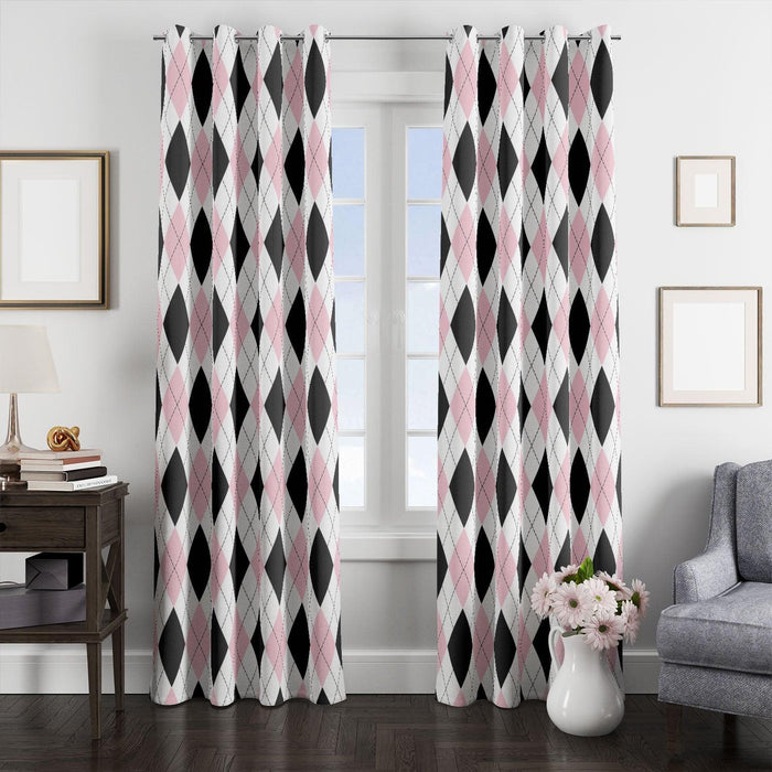 fabric pattern black and pink window Curtain