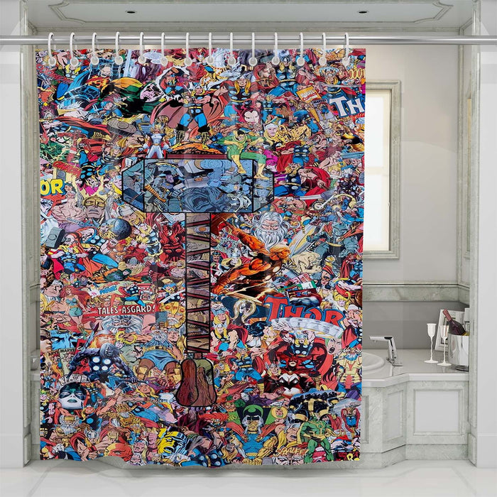 marvel universe comics shower curtains