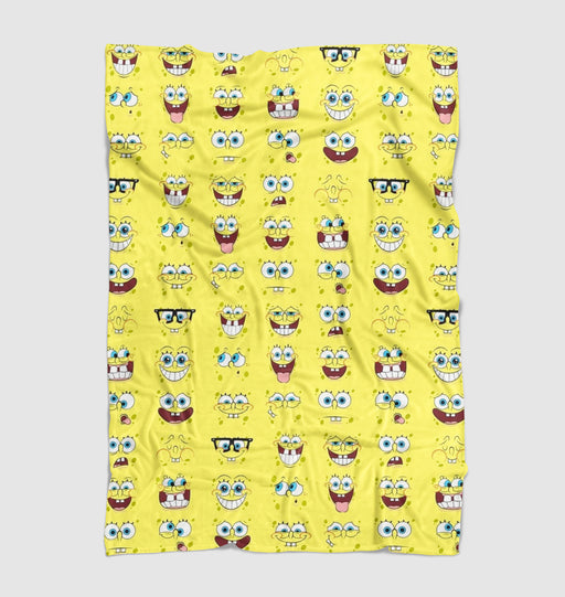 faces expression of spongebob squarepants Ultra soft fleece blanket