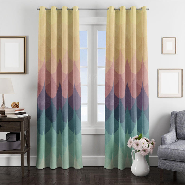 faded grunge pattern colorful window Curtain