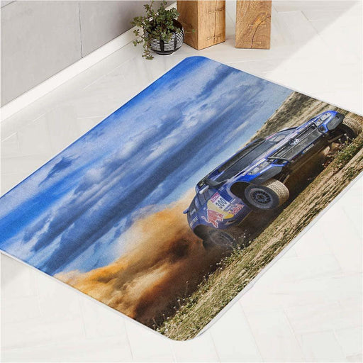 fancy car racing by redbull bath rugs