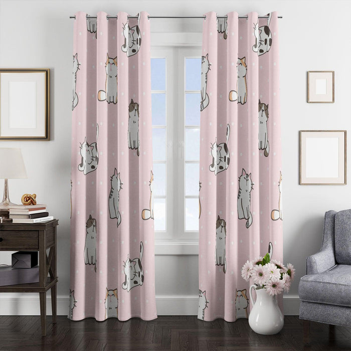 family of cute cats for your pet window Curtain