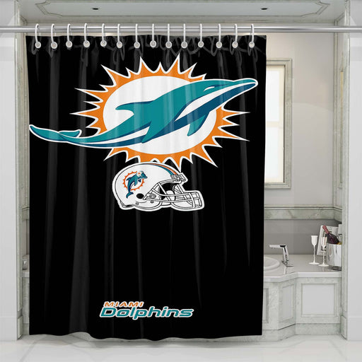 miami dolphins logos on blk shower curtains