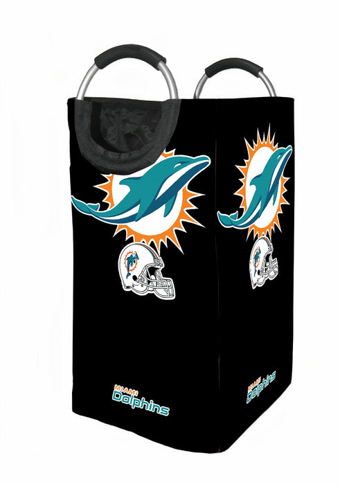 miami dolphins logos on blk Laundry Hamper | Laundry Basket