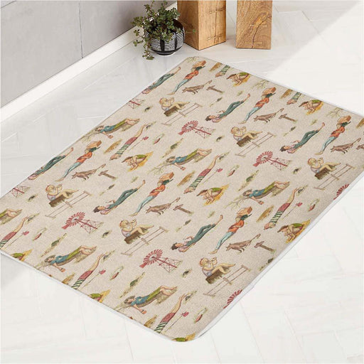 farmer holiday on the beach bath rugs