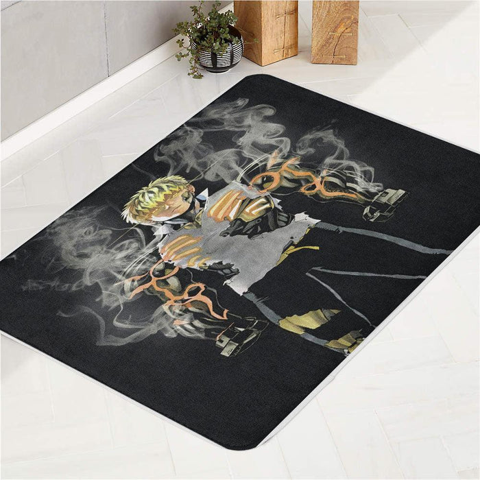 fog genos get mad one punch man bath rugs