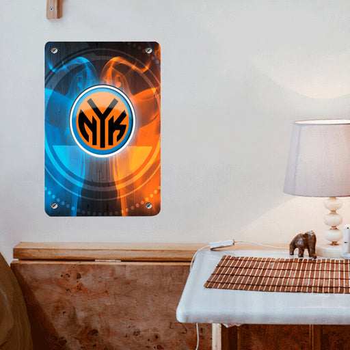 fire blue and red new york knicks Poster Metal print wall art