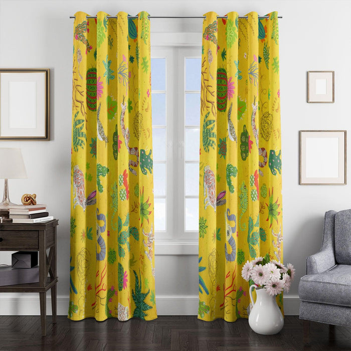 fauna and flora realistic texture window Curtain