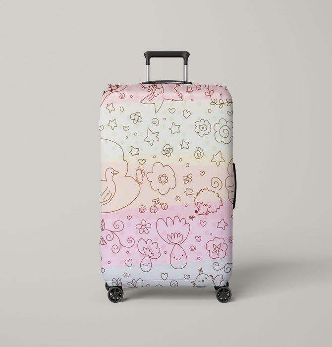 fauna flora outline rainbow Luggage Cover | suitcase