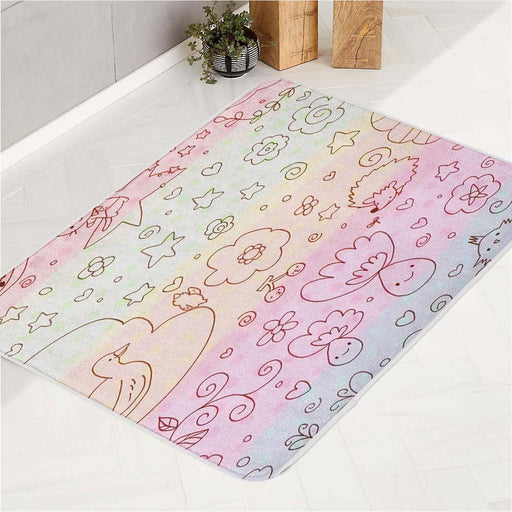 fauna flora outline rainbow bath rugs