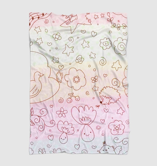 fauna flora outline rainbow Ultra soft fleece blanket