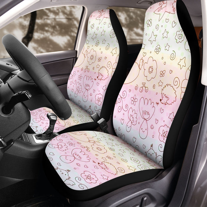 fauna flora outline rainbow Car Seat Covers