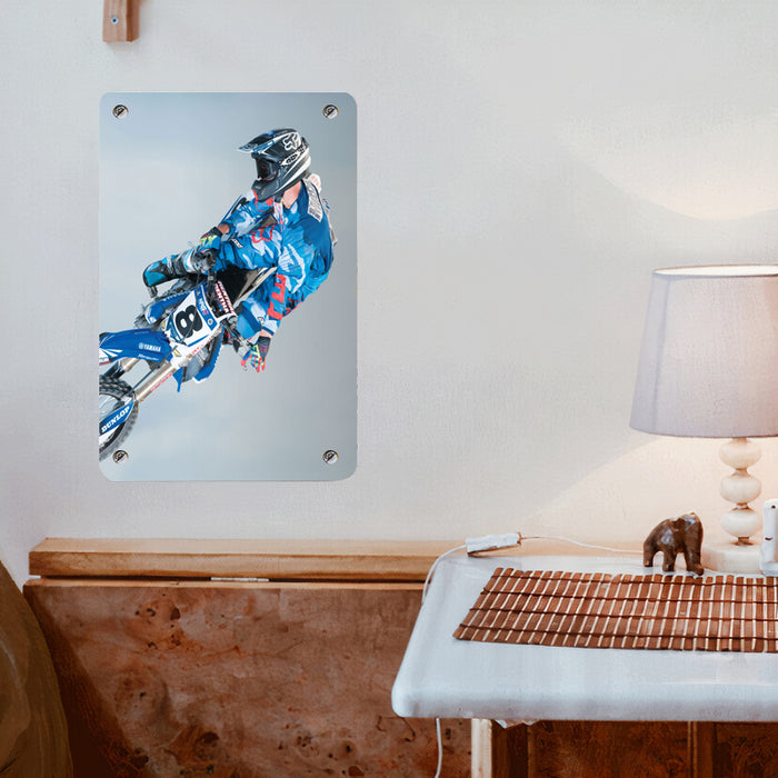 fly higher for motocross blue Poster Metal print wall art