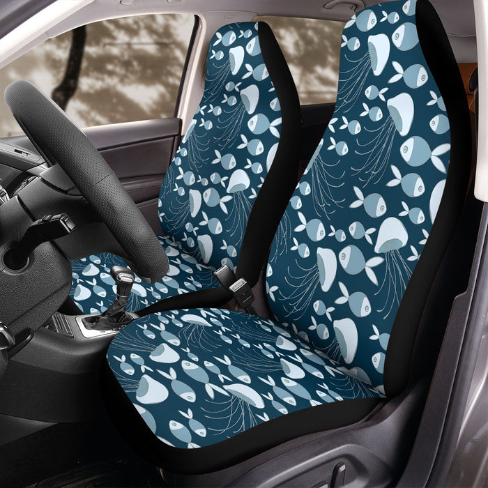 fish and jellyfish dark theme Car Seat Covers