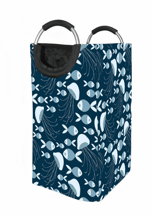 fish and jellyfish dark theme Laundry Hamper | Laundry Basket