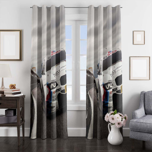 follow the car racing in arena window Curtain