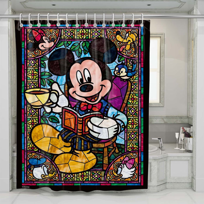 mickey mouse stained glass shower curtains