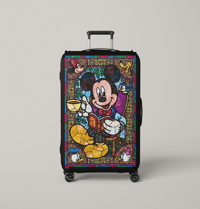 mickey mouse stained glass Luggage Cover | suitcase
