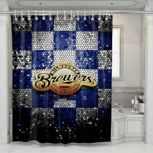 milwaukee brewers gliiter logo shower curtains