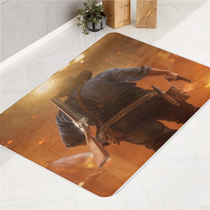 from behind arthur morgan bath rugs