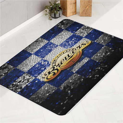 Milwaukee Brewers gliiter logo bath rugs