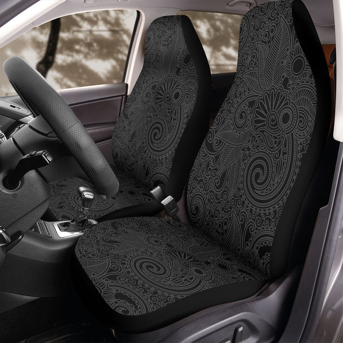 flower line dark outline Car Seat Covers