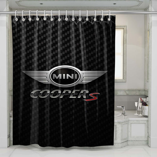 mini cooper s carbon logo shower curtains