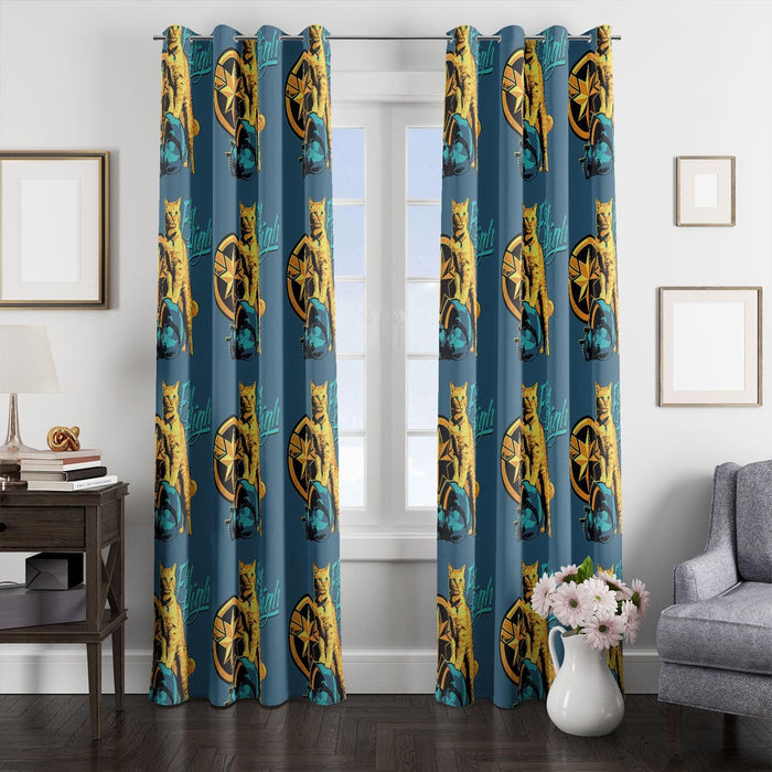 fly high cat from captain marvel window Curtain