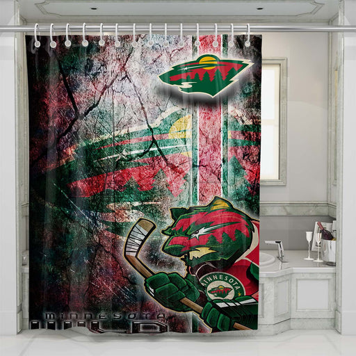 minnesota wild nhl logo 1 shower curtains