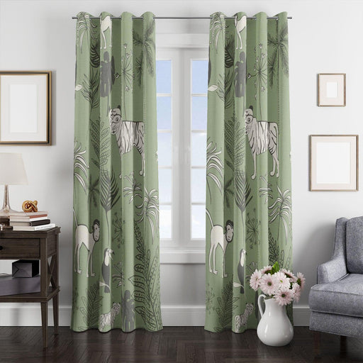 forest tiger monkey stuff window Curtain